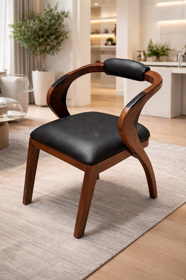 Premium Upholstered Wooden Dining Chair with Cushioned Seat