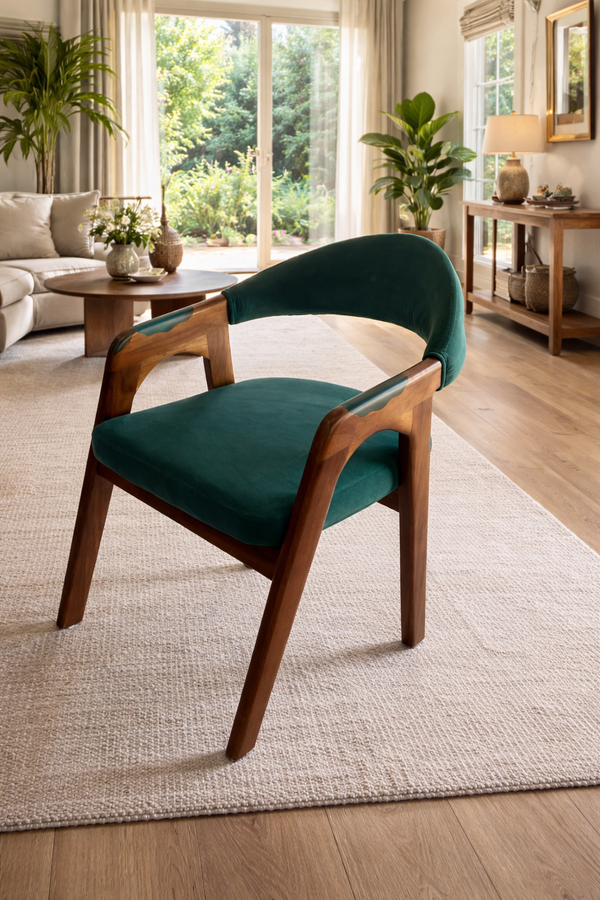 Minimalist Upholstered Dining Chair – Solid Wood Frame