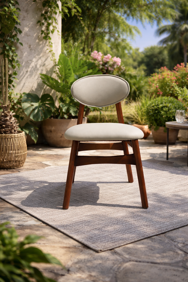 Modern Upholstered Wooden Dining Chair – Beige