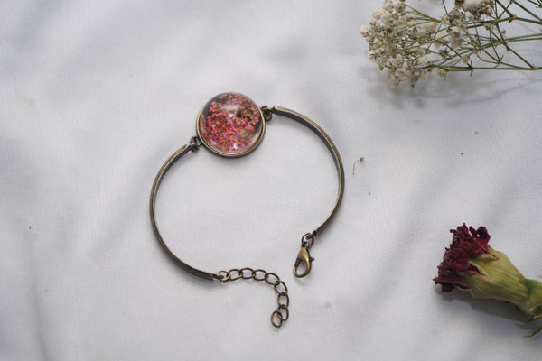 Pink real flower anne's lace beaclet
