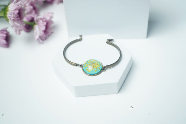 Yellow Annes lace with Teal  pattern Braclet