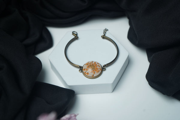 Orange Annes lace  flower Braclet