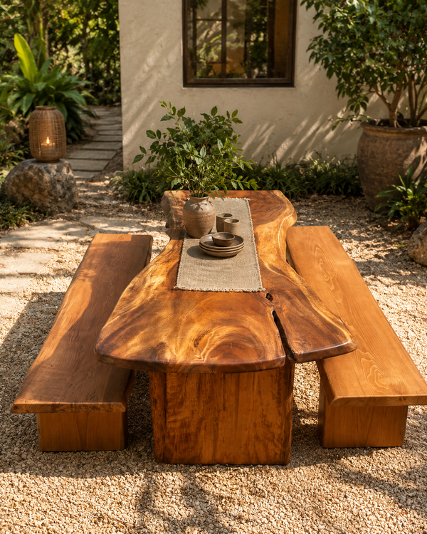 LIVE EDGE TABLE WITH BENCH