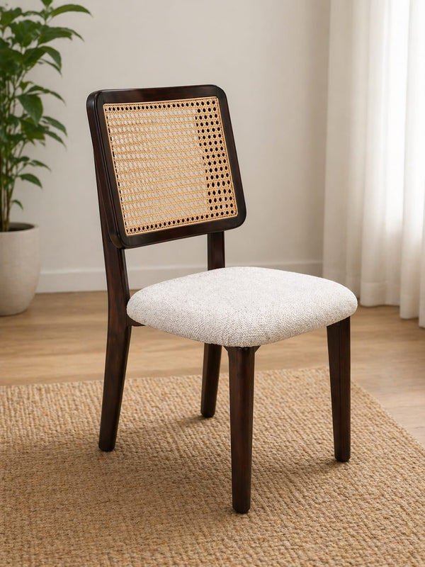 Premium Upholstered Wooden Dining Chair with RATTAN